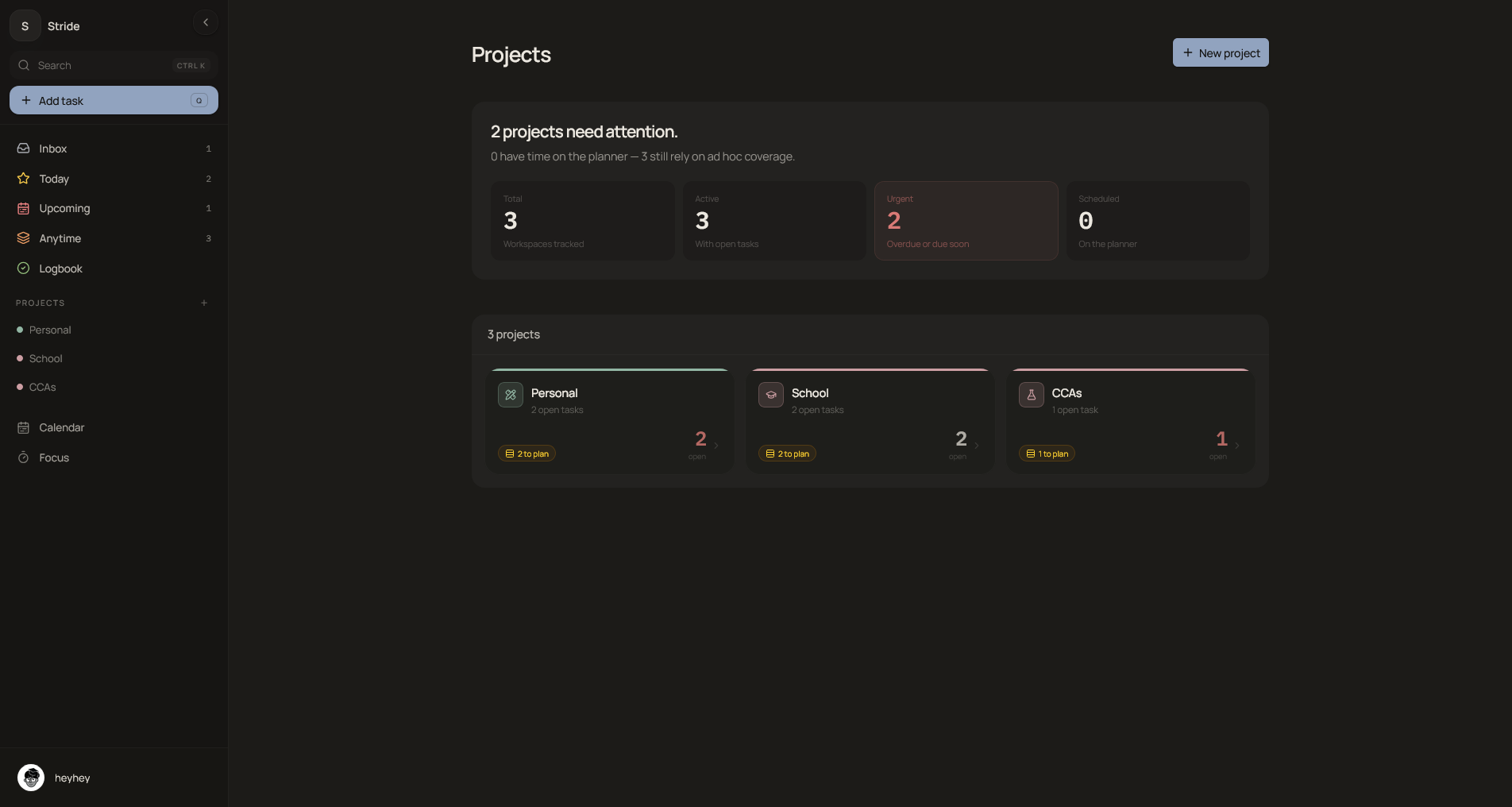 Stride project catalog and project manager